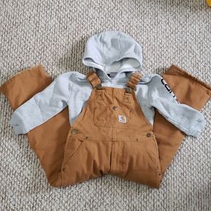 Boys Carhartt lined bibs and sweatshirt